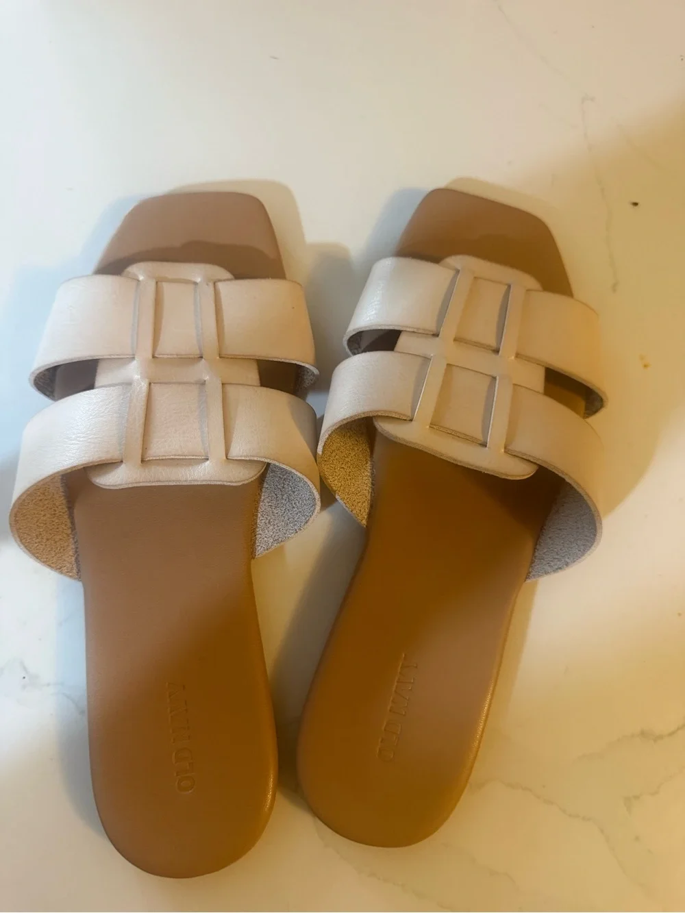 Old Navy Cream Woven Slide Sandals